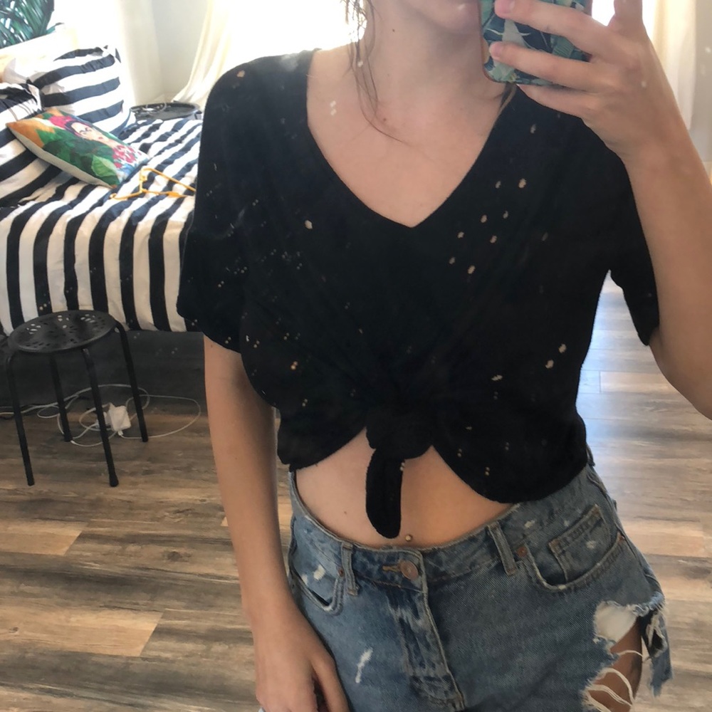 Distressed black t shirt